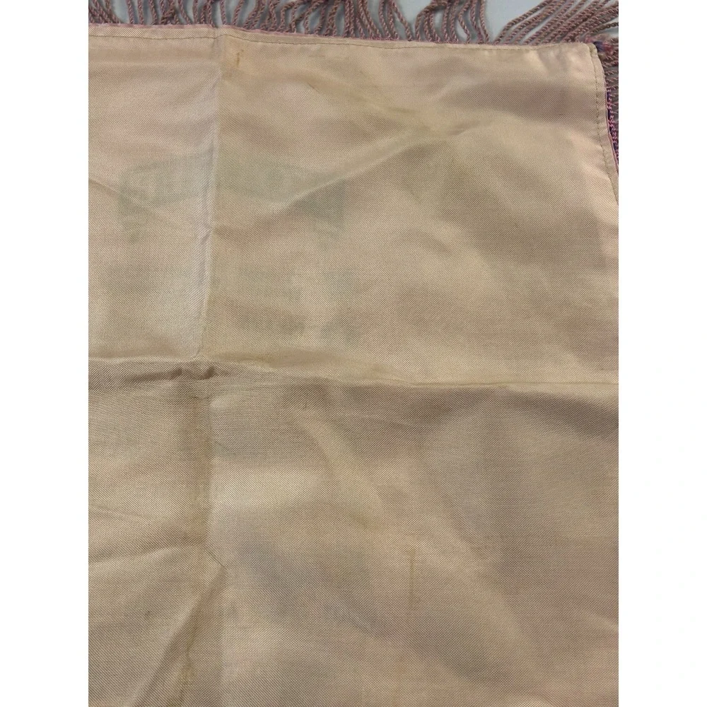 Vintage Satin Mother Poem Pillowcase Pink Floral Fringe Sentimental Decor